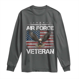 Air Force Veteran Long Sleeve Shirt Bald Eagle Vintage American Flag TS11 Dark Heather Print Your Wear