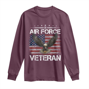 Air Force Veteran Long Sleeve Shirt Bald Eagle Vintage American Flag TS11 Maroon Print Your Wear