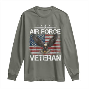 Air Force Veteran Long Sleeve Shirt Bald Eagle Vintage American Flag TS11 Military Green Print Your Wear
