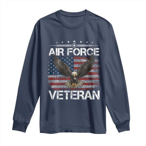 Air Force Veteran Long Sleeve Shirt Bald Eagle Vintage American Flag TS11 Navy Print Your Wear