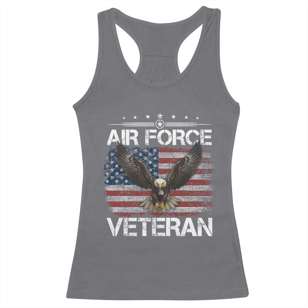 Air Force Veteran Racerback Tank Top Bald Eagle Vintage American Flag TS11 Charcoal Print Your Wear