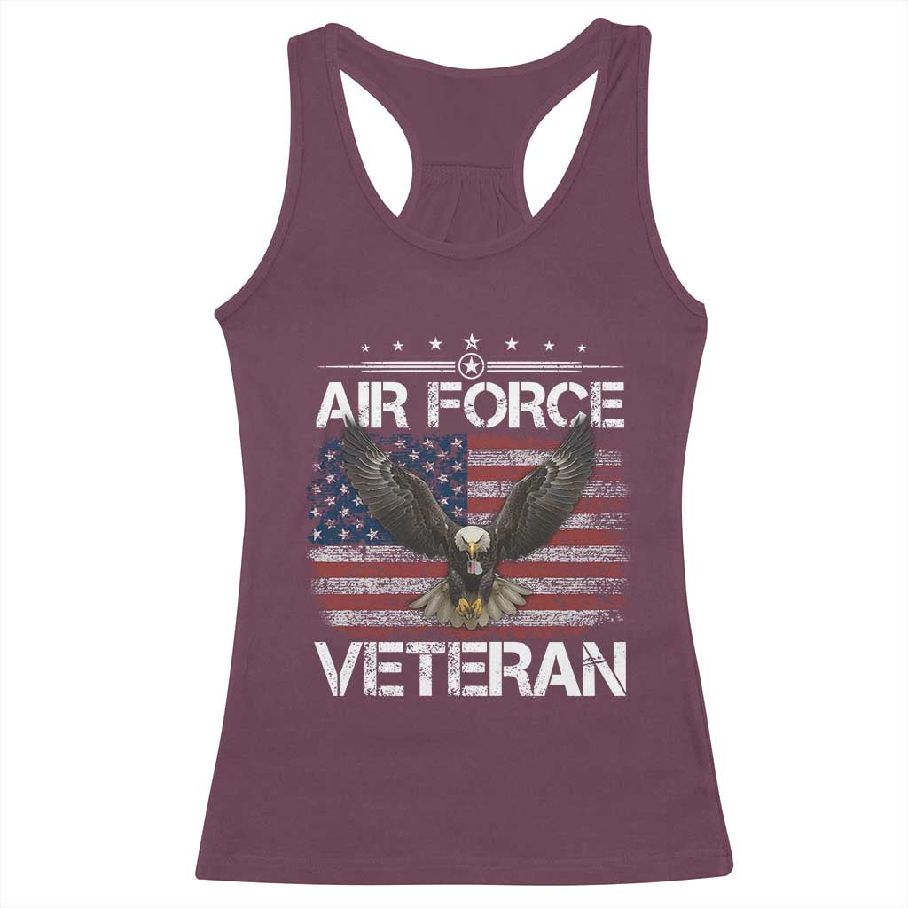 Air Force Veteran Racerback Tank Top Bald Eagle Vintage American Flag TS11 Maroon Print Your Wear