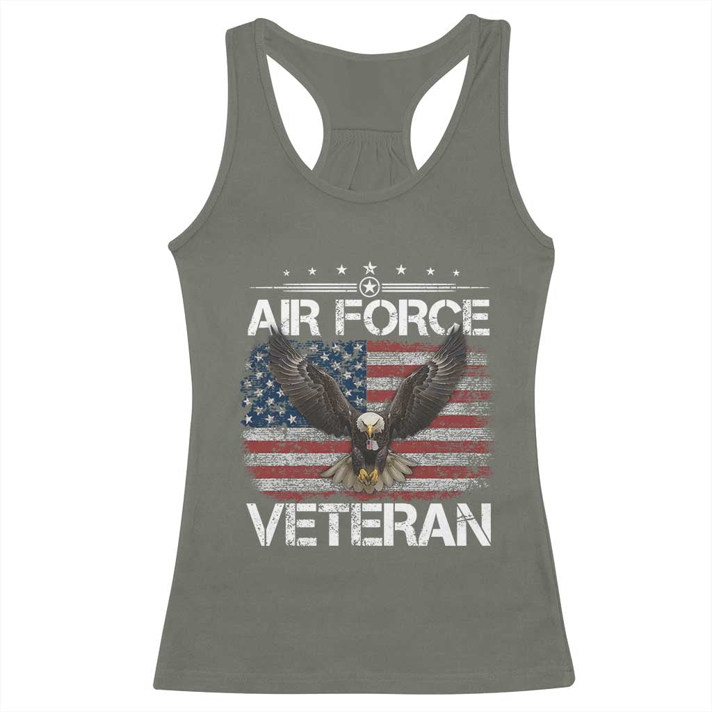 Air Force Veteran Racerback Tank Top Bald Eagle Vintage American Flag TS11 Military Green Print Your Wear