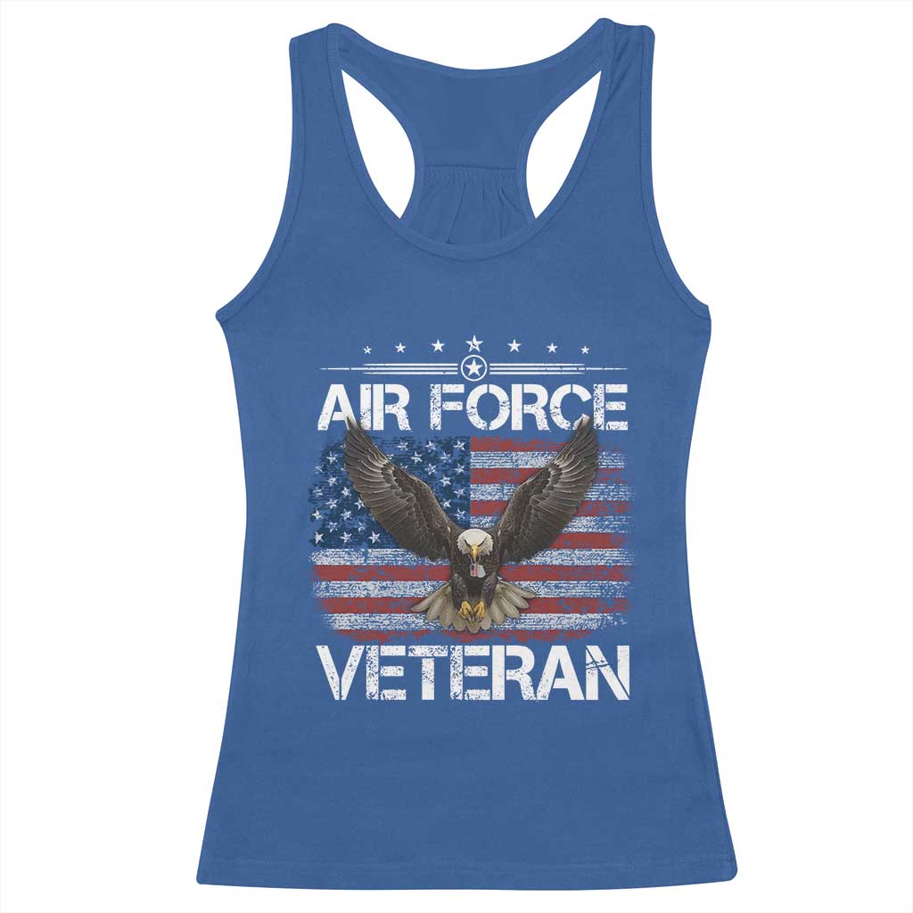 Air Force Veteran Racerback Tank Top Bald Eagle Vintage American Flag TS11 Royal Blue Print Your Wear