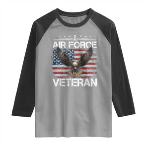 Air Force Veteran Raglan Shirt Bald Eagle Vintage American Flag TS11 Sport Gray Black Print Your Wear