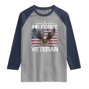 Air Force Veteran Raglan Shirt Bald Eagle Vintage American Flag TS11 Sport Gray Navy Print Your Wear
