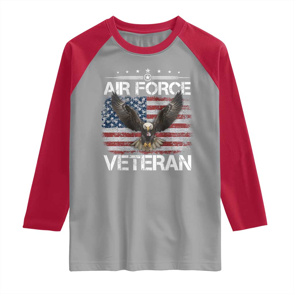 Air Force Veteran Raglan Shirt Bald Eagle Vintage American Flag TS11 Sport Gray Red Print Your Wear