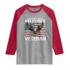 Air Force Veteran Raglan Shirt Bald Eagle Vintage American Flag TS11 Sport Gray Red Print Your Wear