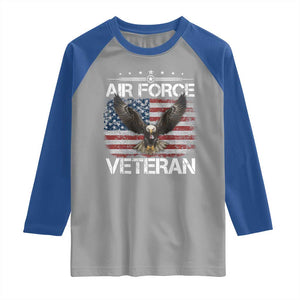 Air Force Veteran Raglan Shirt Bald Eagle Vintage American Flag TS11 Sport Gray Royal Print Your Wear