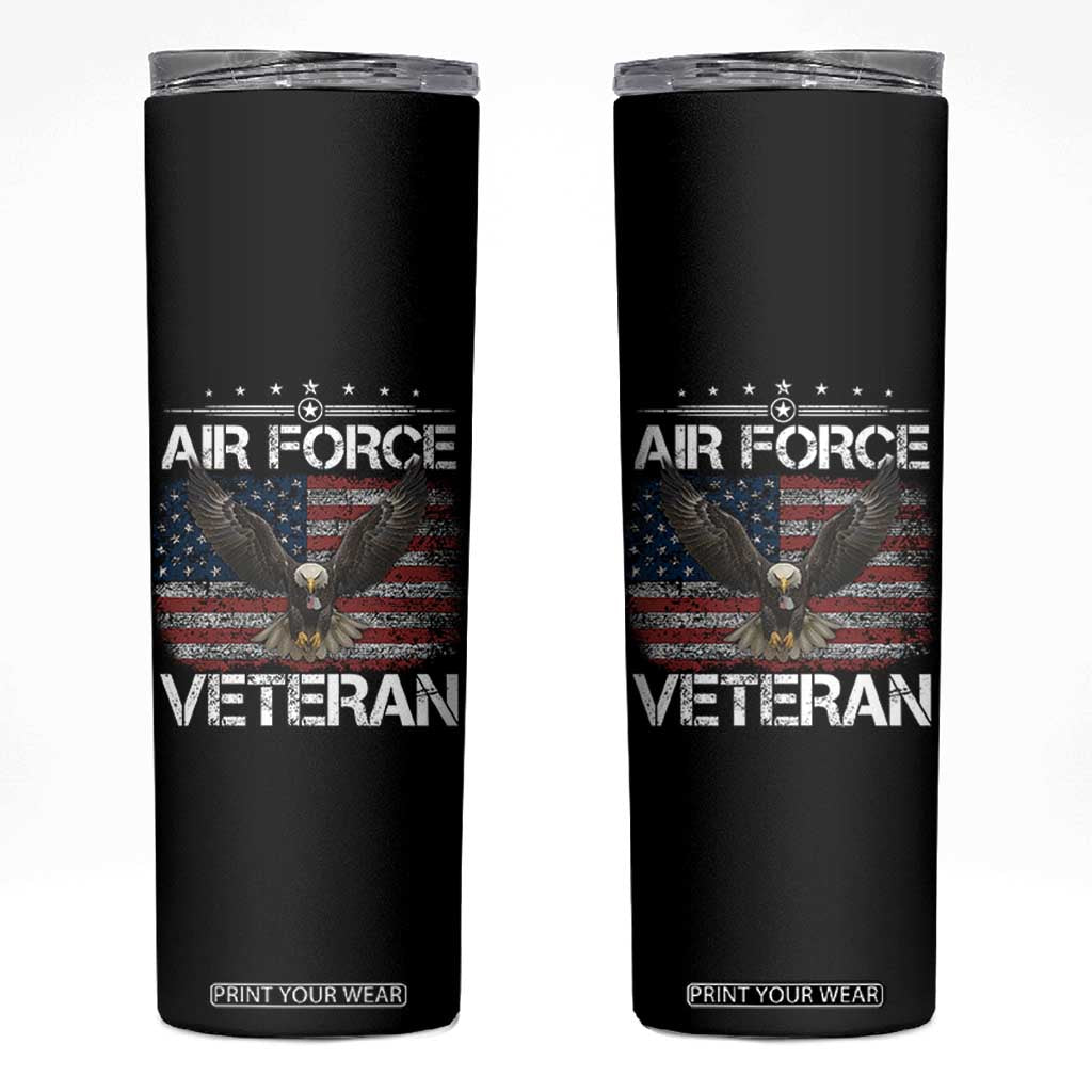 Air Force Veteran Skinny Tumbler Bald Eagle Vintage American Flag TS11 Black Print Your Wear