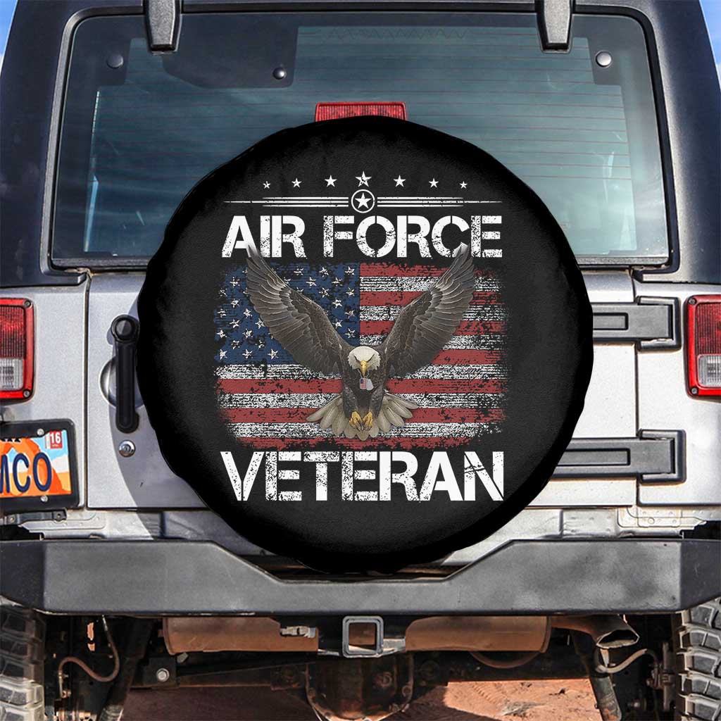 Air Force Veteran Spare Tire Cover Bald Eagle Vintage American Flag TS11 No hole Black Print Your Wear