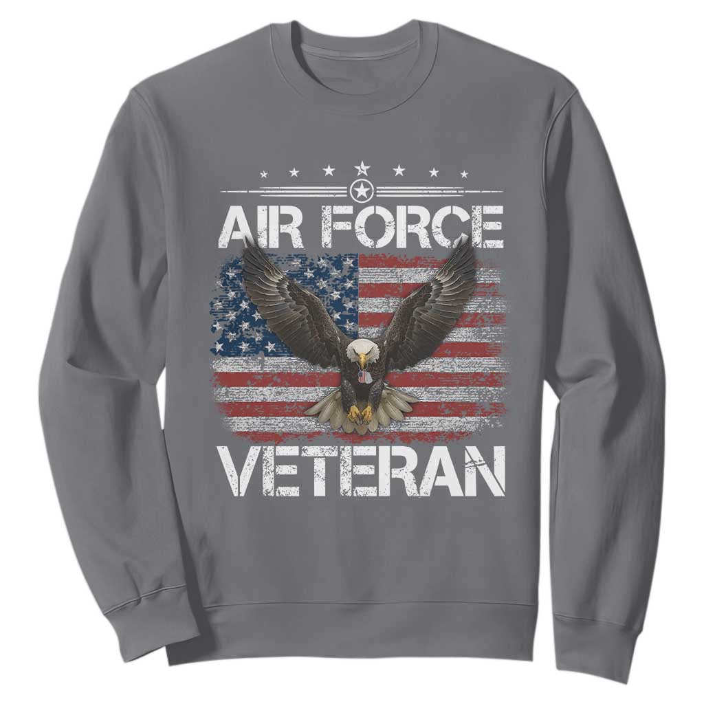 Air Force Veteran Sweatshirt Bald Eagle Vintage American Flag TS11 Charcoal Print Your Wear
