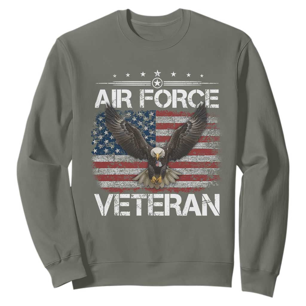 Air Force Veteran Sweatshirt Bald Eagle Vintage American Flag TS11 Military Green Print Your Wear