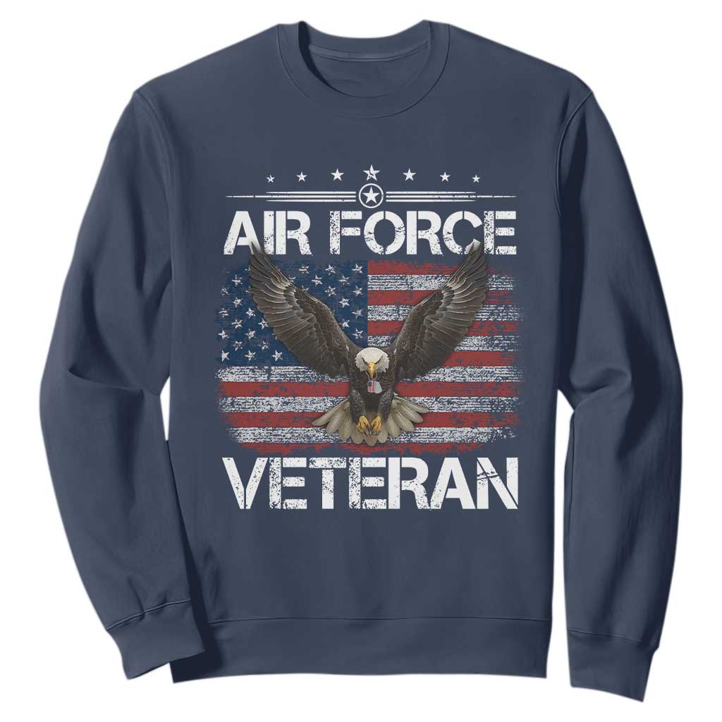 Air Force Veteran Sweatshirt Bald Eagle Vintage American Flag TS11 Navy Print Your Wear