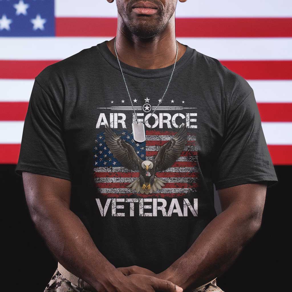 Air Force Veteran T Shirt Bald Eagle Vintage American Flag TS11 Black Print Your Wear