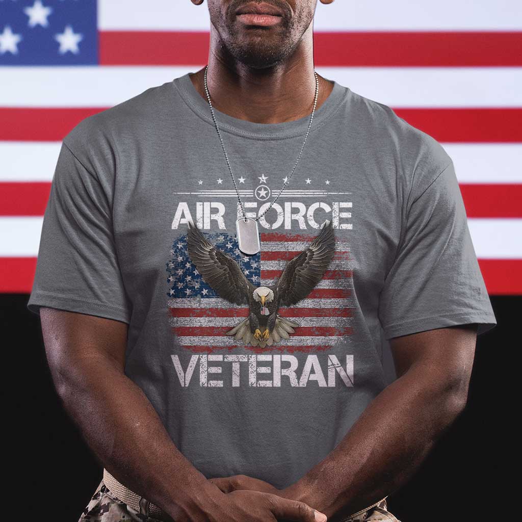 Air Force Veteran T Shirt Bald Eagle Vintage American Flag TS11 Charcoal Print Your Wear