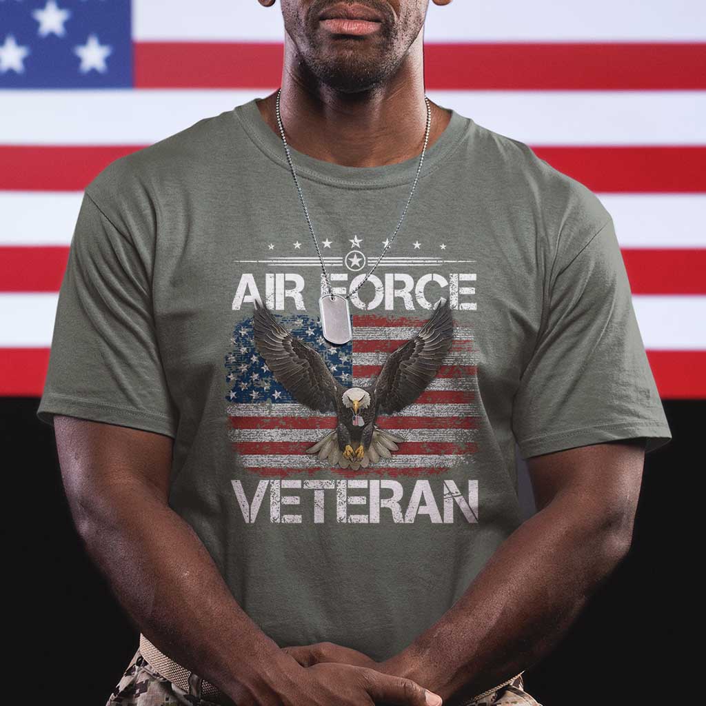 Air Force Veteran T Shirt Bald Eagle Vintage American Flag TS11 Military Green Print Your Wear