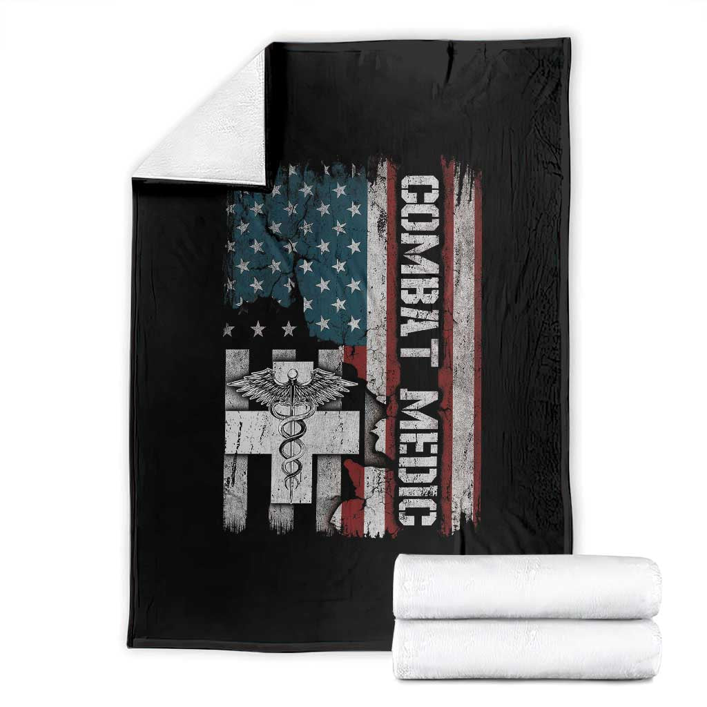 Combat Medic Soldier Throw Blanket Medical Military American Flag TS11 Black Print Your Wear