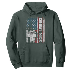 Combat Medic Soldier Hoodie Medical Military American Flag TS11 Dark Forest Green Print Your Wear