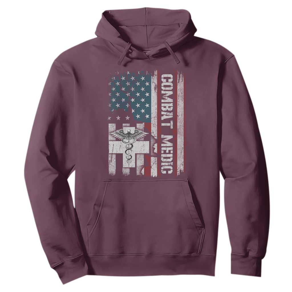 Combat Medic Soldier Hoodie Medical Military American Flag TS11 Maroon Print Your Wear