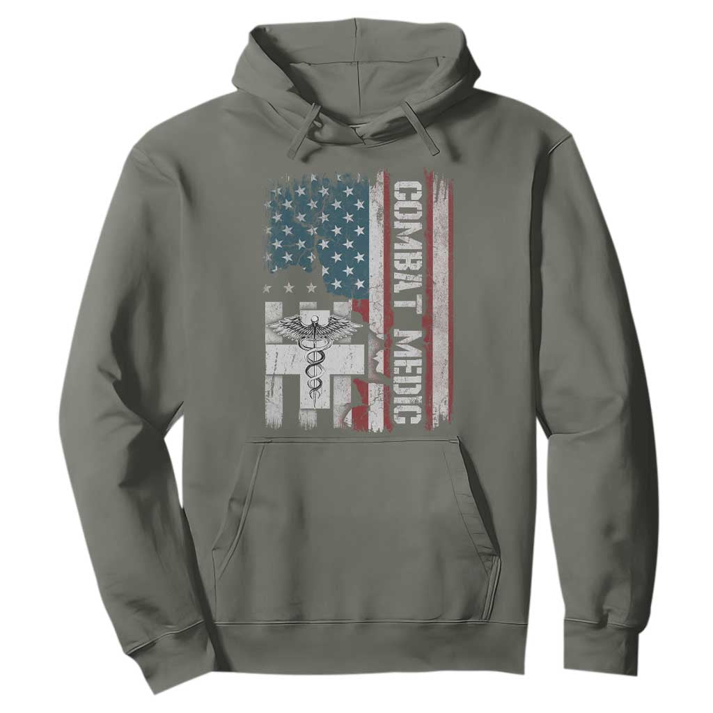 Combat Medic Soldier Hoodie Medical Military American Flag TS11 Military Green Print Your Wear