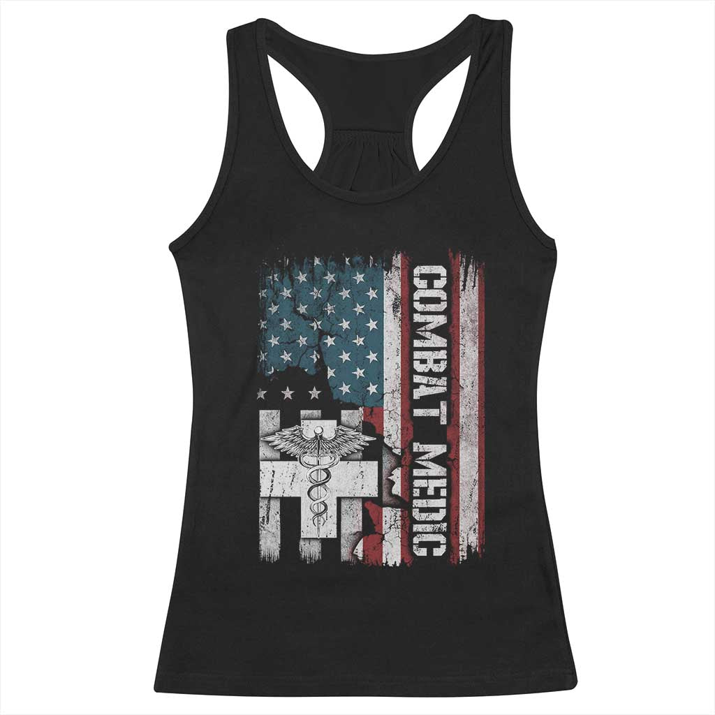 Combat Medic Soldier Racerback Tank Top Medical Military American Flag TS11 Black Print Your Wear