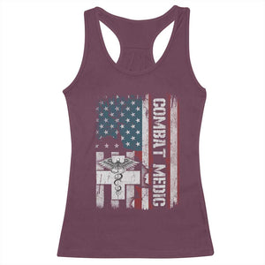 Combat Medic Soldier Racerback Tank Top Medical Military American Flag TS11 Maroon Print Your Wear