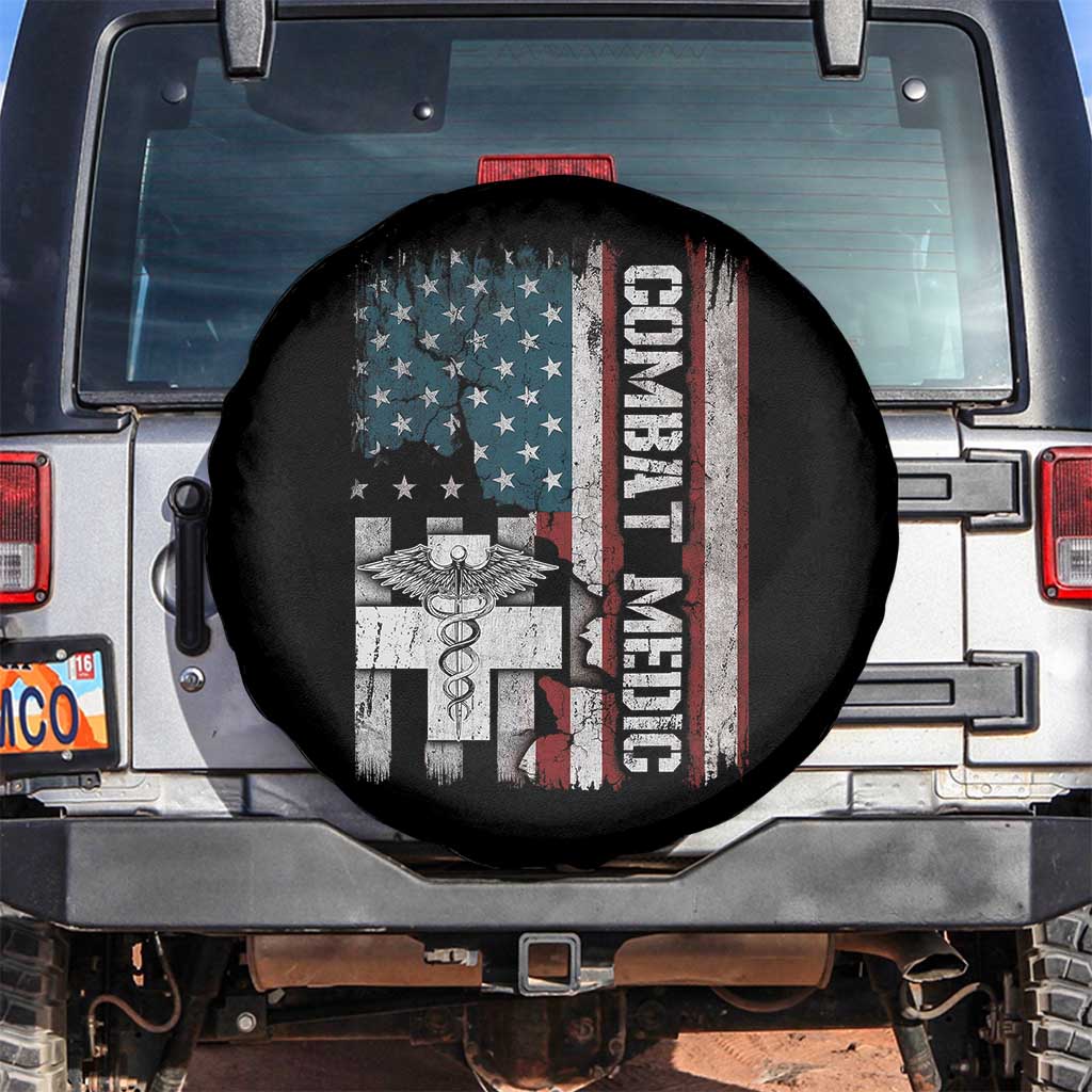 Combat Medic Soldier Spare Tire Cover Medical Military American Flag TS11 No hole Black Print Your Wear