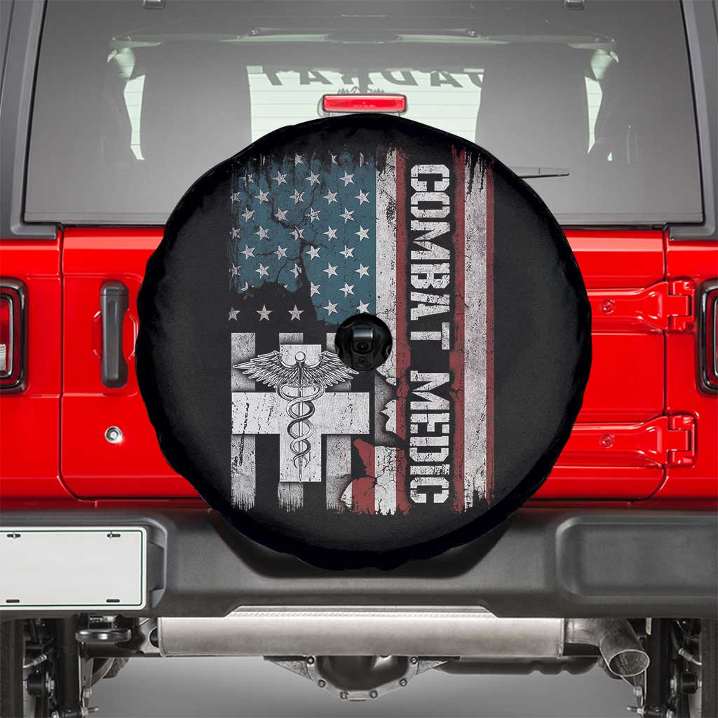 Combat Medic Soldier Spare Tire Cover Medical Military American Flag TS11 Black Print Your Wear