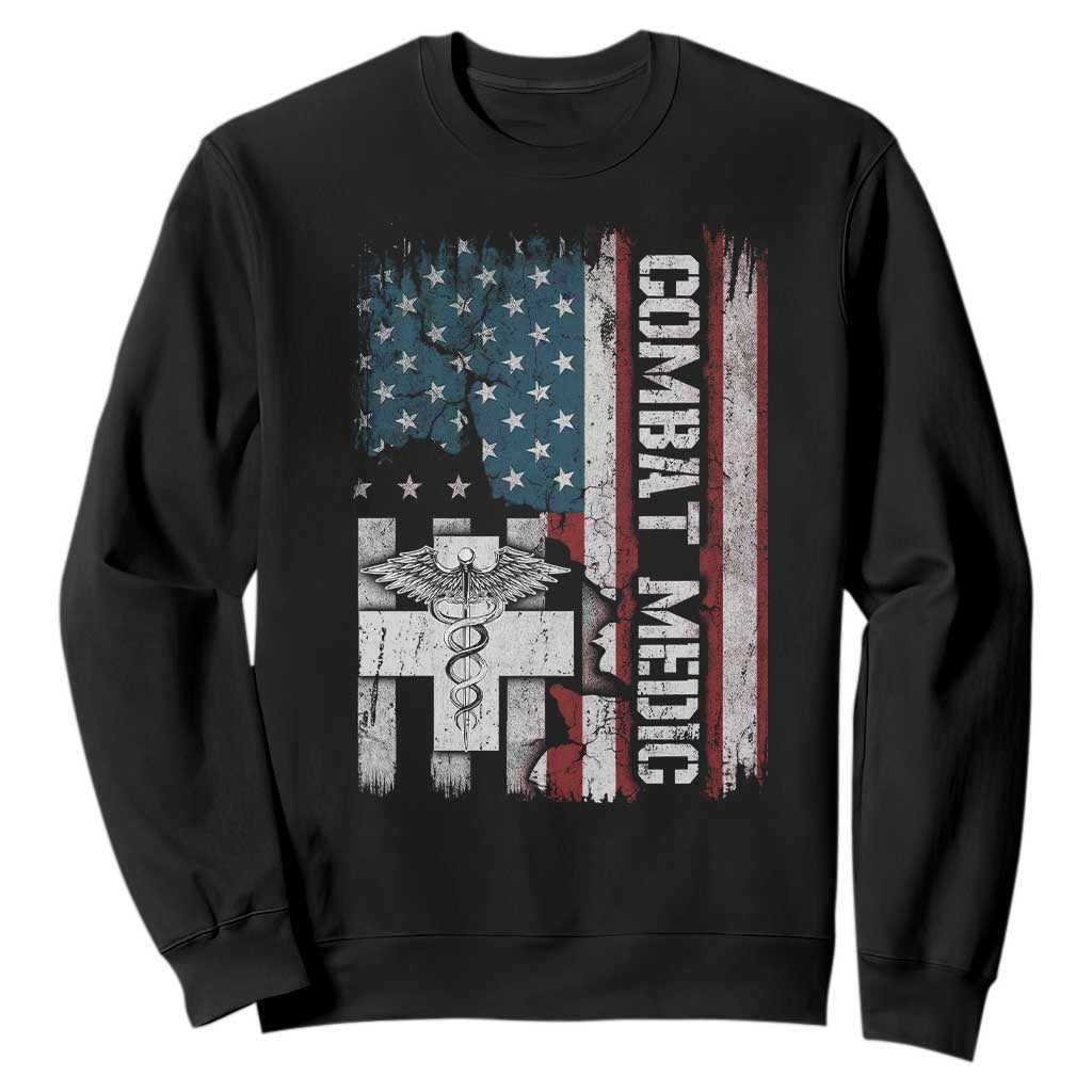 Combat Medic Soldier Sweatshirt Medical Military American Flag TS11 Black Print Your Wear