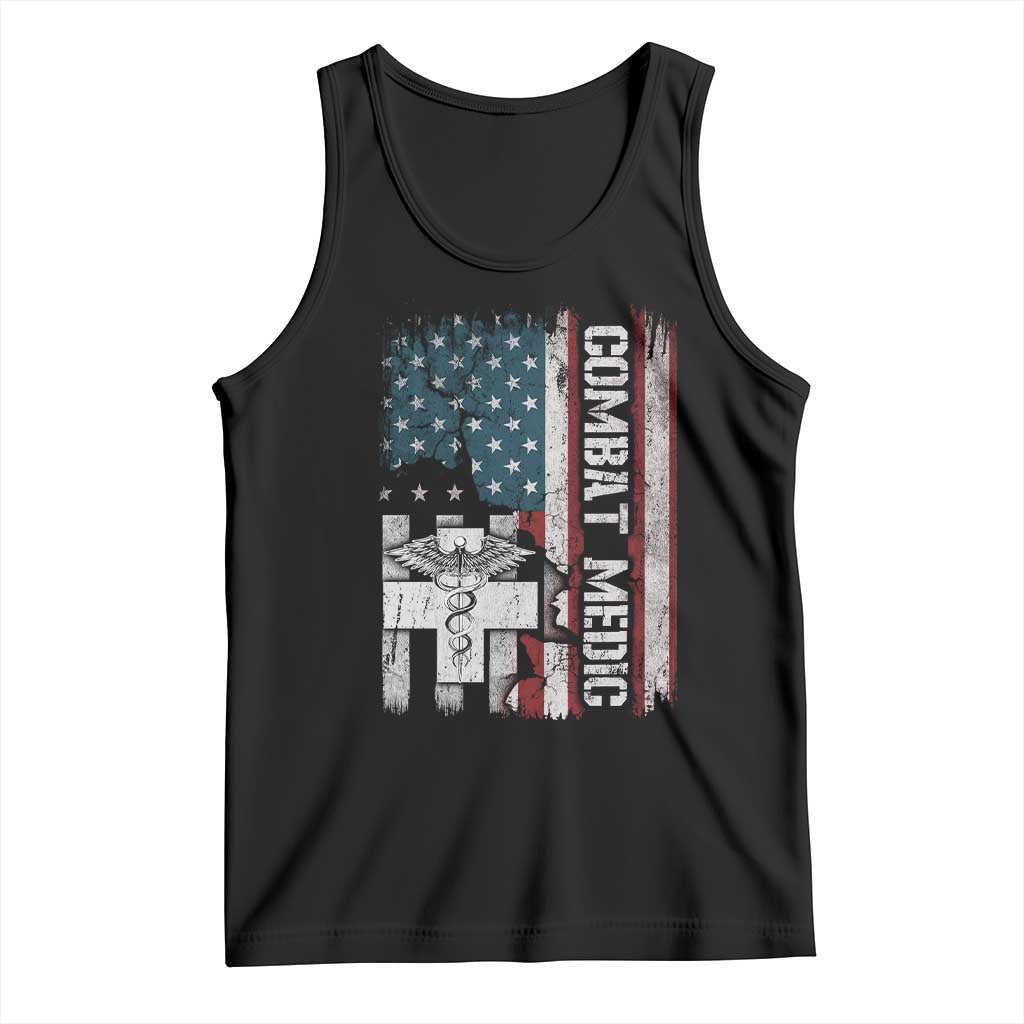 Combat Medic Soldier Tank Top Medical Military American Flag TS11 Black Print Your Wear