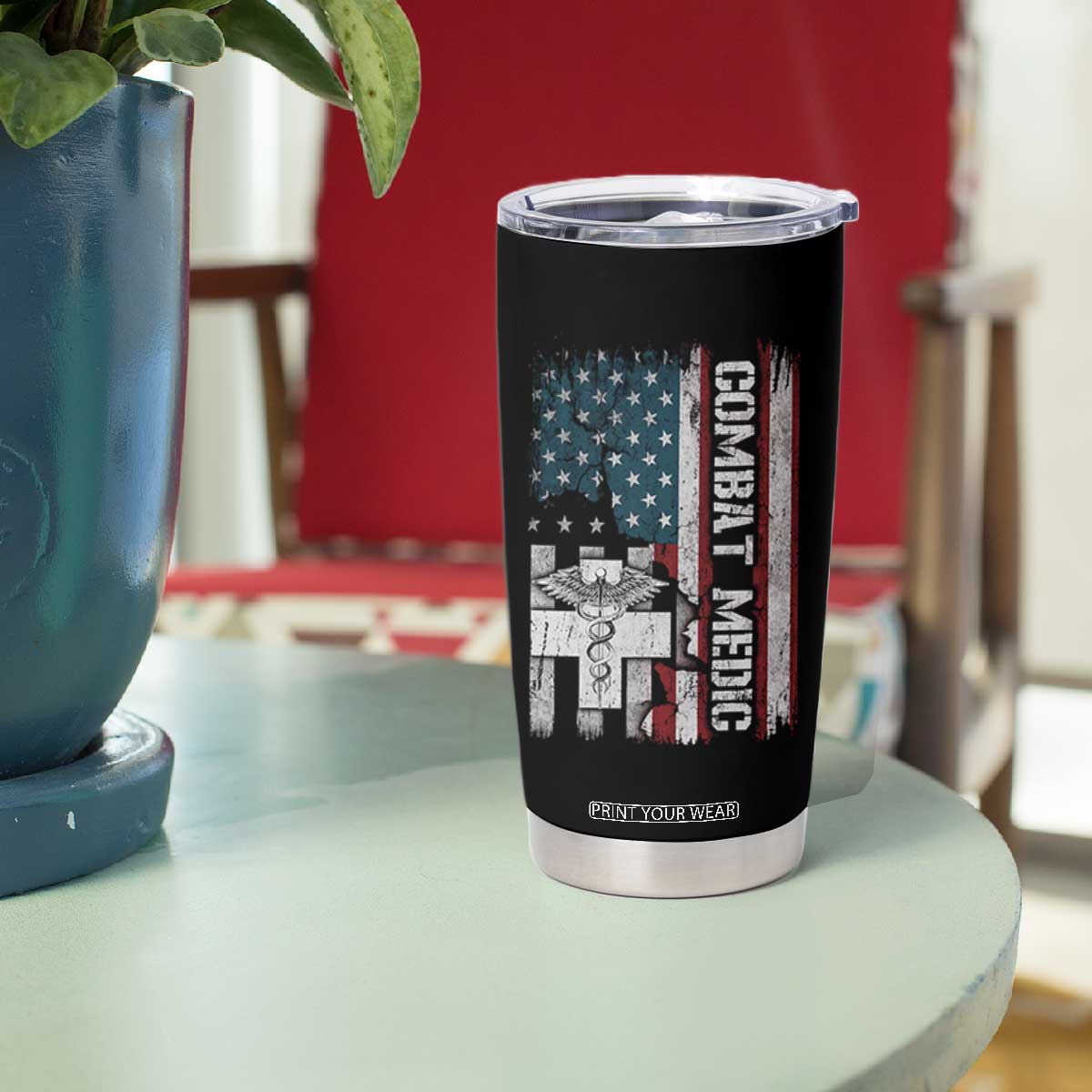 Combat Medic Soldier Tumbler Cup Medical Military American Flag TS11 Print Your Wear