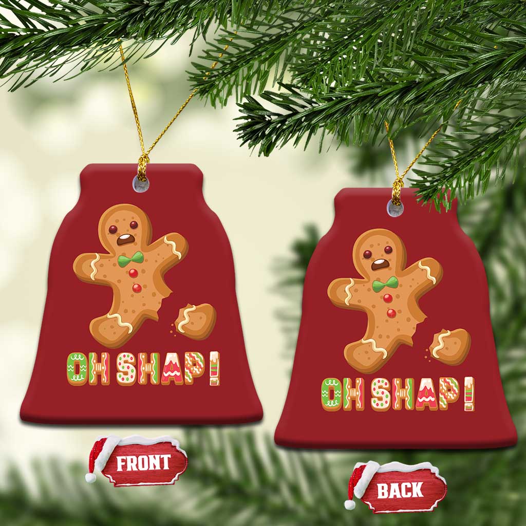 Funny Xmas Gingerbread Christmas Ornament Oh Snap Cookie Baking TS11 Bell Flake Red Print Your Wear