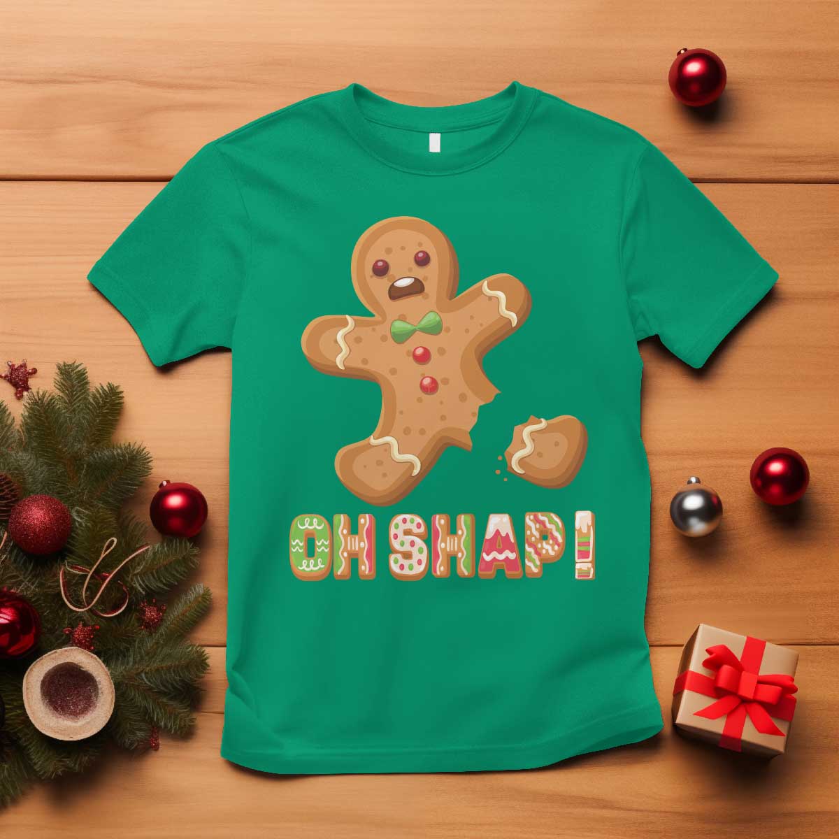 Funny Christmas Gingerbread T Shirt Oh Snap Cookie Baking TS11 Irish Green Print Your Wear