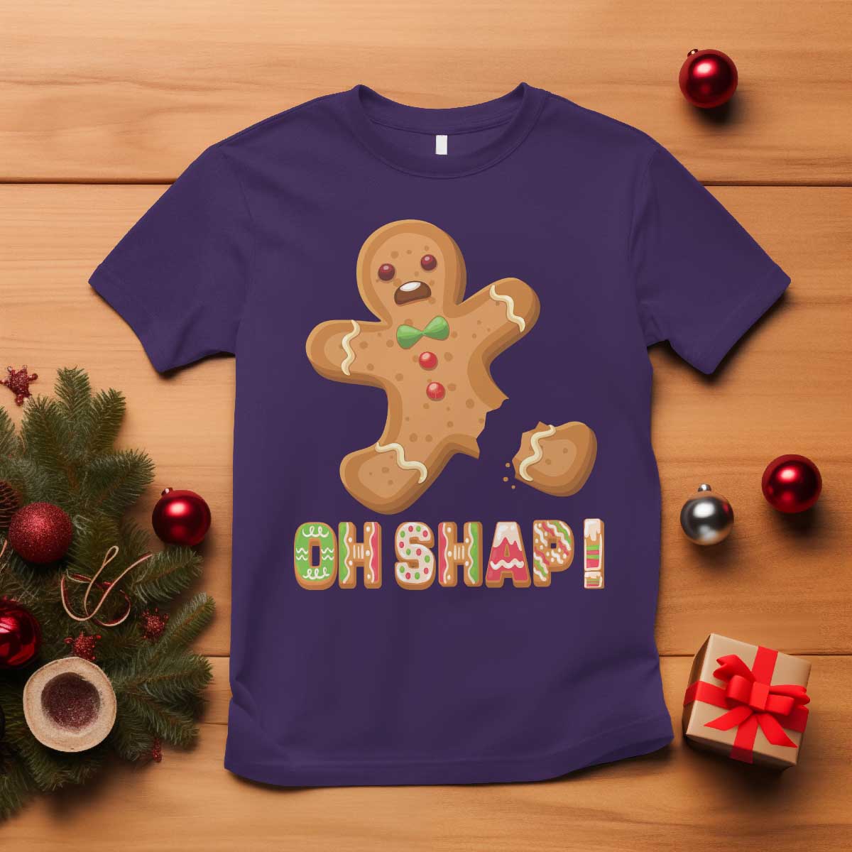 Funny Christmas Gingerbread T Shirt Oh Snap Cookie Baking TS11 Purple Print Your Wear