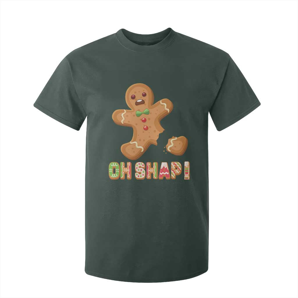 Funny Christmas Gingerbread T Shirt For Kid Oh Snap Cookie Baking TS11 Dark Forest Green Print Your Wear