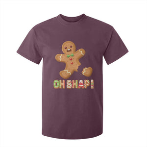 Funny Christmas Gingerbread T Shirt For Kid Oh Snap Cookie Baking TS11 Maroon Print Your Wear