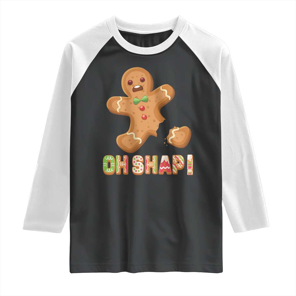 Funny Christmas Gingerbread Raglan Shirt Oh Snap Cookie Baking TS11 Black White Print Your Wear