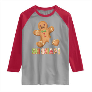 Funny Christmas Gingerbread Raglan Shirt Oh Snap Cookie Baking TS11 Sport Gray Red Print Your Wear