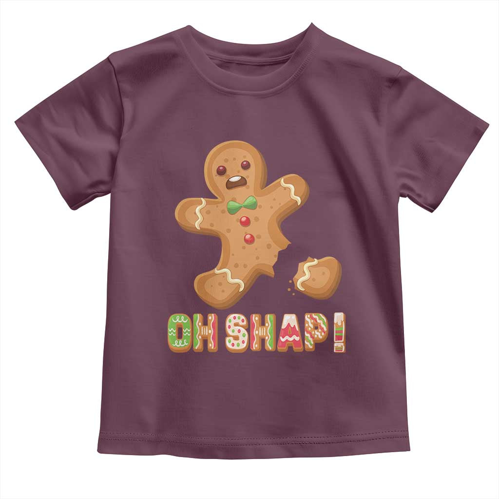 Funny Christmas Gingerbread Toddler T Shirt Oh Snap Cookie Baking TS11 Maroon Print Your Wear