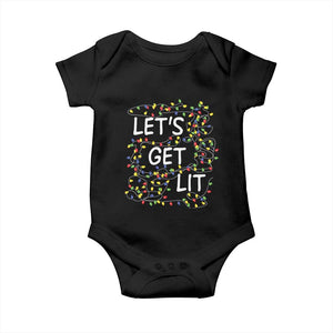 Funny Christmas Baby Onesie Let's Get Lit Led Lights Xmas TS11 Black Print Your Wear