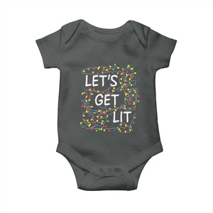 Funny Christmas Baby Onesie Let's Get Lit Led Lights Xmas TS11 Dark Heather Print Your Wear