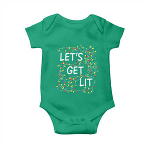 Funny Christmas Baby Onesie Let's Get Lit Led Lights Xmas TS11 Irish Green Print Your Wear