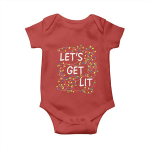 Funny Christmas Baby Onesie Let's Get Lit Led Lights Xmas TS11 Red Print Your Wear
