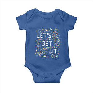 Funny Christmas Baby Onesie Let's Get Lit Led Lights Xmas TS11 Royal Blue Print Your Wear