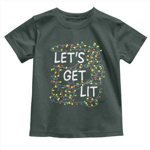 Funny Christmas Baby Shirt Let's Get Lit Led Lights Xmas TS11 Dark Forest Green Print Your Wear