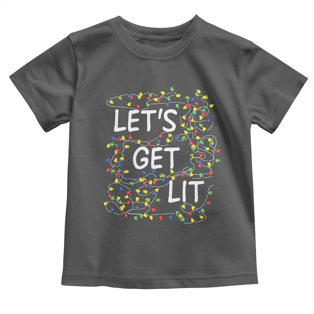 Funny Christmas Baby Shirt Let's Get Lit Led Lights Xmas TS11 Dark Heather Print Your Wear