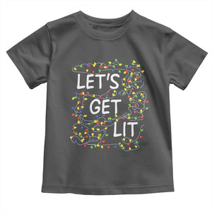 Funny Christmas Baby Shirt Let's Get Lit Led Lights Xmas TS11 Dark Heather Print Your Wear