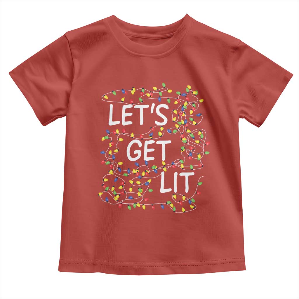Funny Christmas Baby Shirt Let's Get Lit Led Lights Xmas TS11 Red Print Your Wear