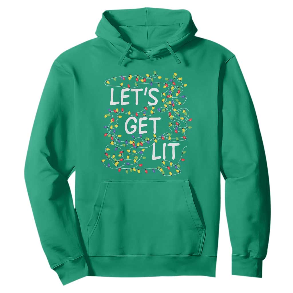 Funny Christmas Hoodie Let's Get Lit Led Lights Xmas TS11 Irish Green Print Your Wear